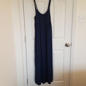 Navy blue double spaghetti strap maxi dress